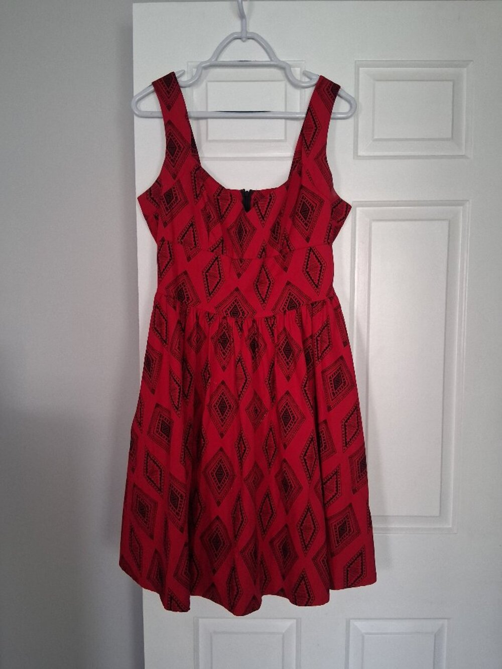 Nooworks sweatheart dress in red diamond pattern, size XL